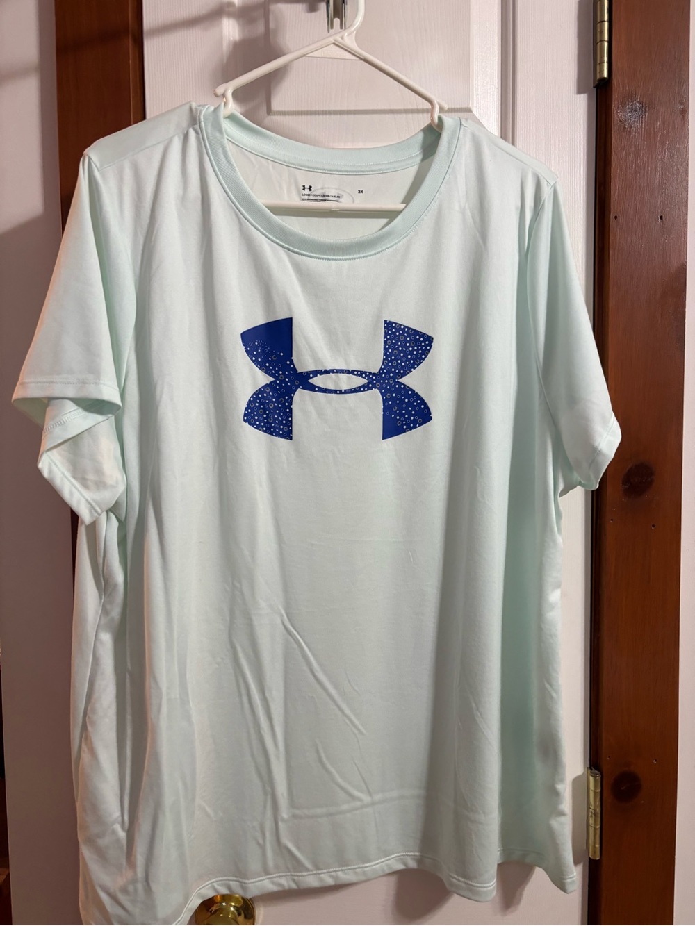 Under Armour Mint Green Short Sleeve Tee with Navy Logo